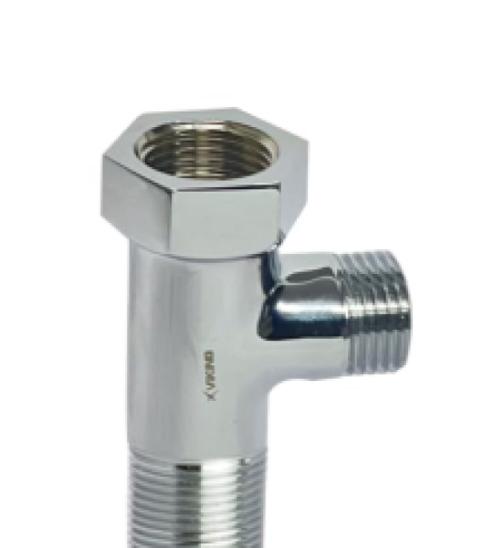 Viking Brass Tee Connector | 15mm (1/2") Inner & Outer Thread | Polished CP Finish | Multi-Functional 3-Way Pipe Fitting