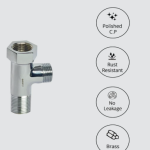 Viking Brass Tee Connector | 15mm (1/2") Inner & Outer Thread | Polished CP Finish | Multi-Functional 3-Way Pipe Fitting