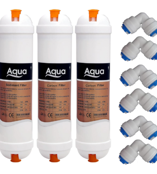 AQUALIQUID RO Pre Carbon Filter, Sediment Filter, Post Carbon Filter and Elbow, Inline Filter Set for All RO Water Purif
