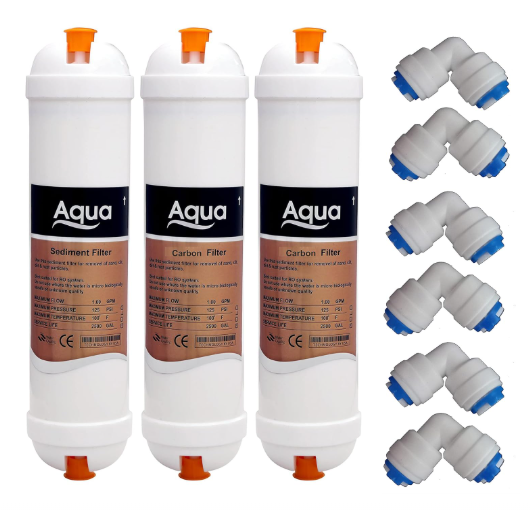 AQUALIQUID RO Pre Carbon Filter, Sediment Filter, Post Carbon Filter and Elbow, Inline Filter Set for All RO Water Purif